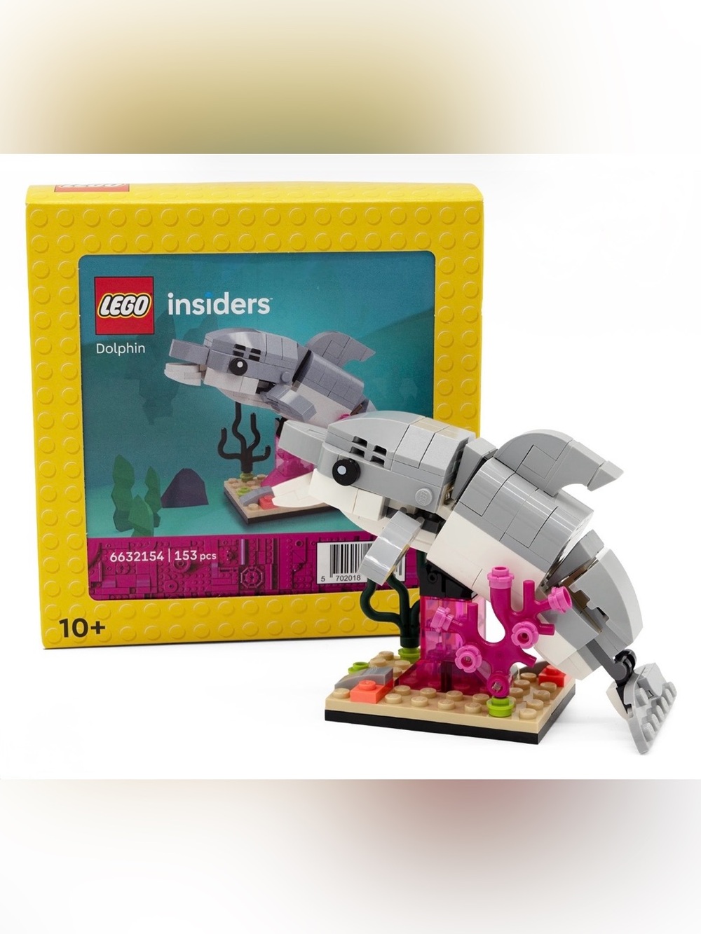 Lego Gray Dolphin with Pink Coral Display